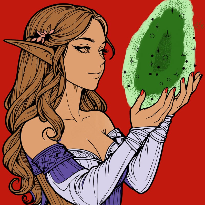 realistic elf girl doing magic