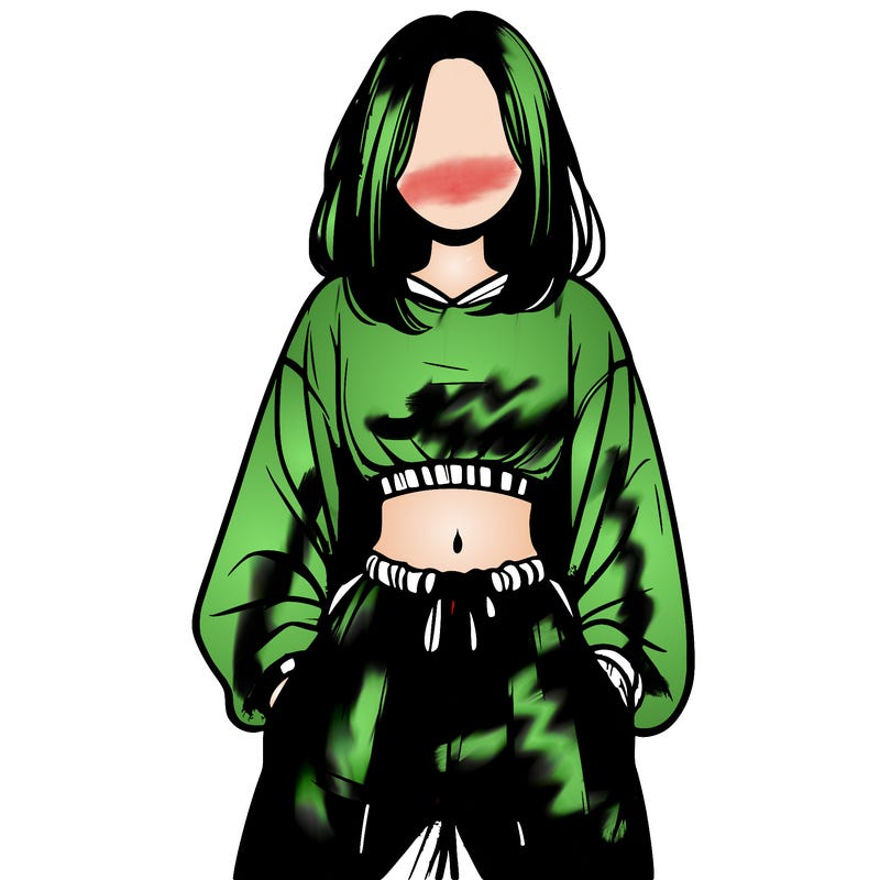 realistic girl faceless with baggy pants and a crop top