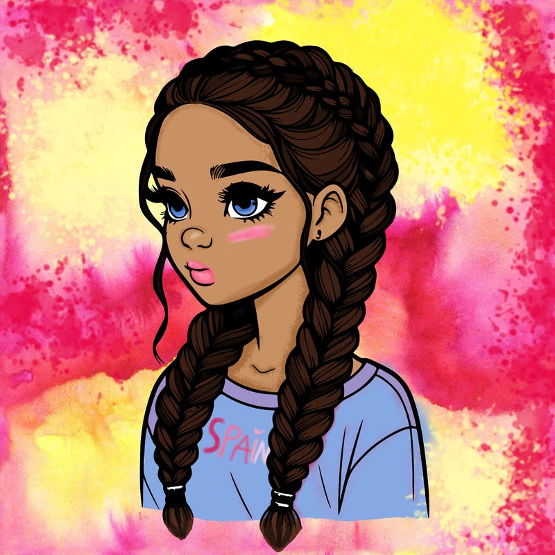 realistic girl with braids