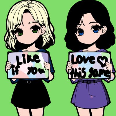 a realistic girl holding a sign