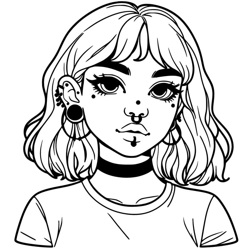 aesthetic realistic girl with piercings