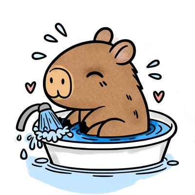 capybara taking a bath
