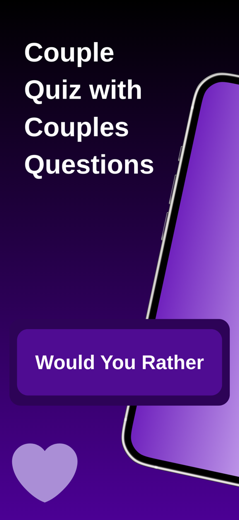 Couple App Would You Rather - Interfaz de aplicación de cuestionario para parejas con preguntas para parejas y modo de juego '¿Qué Prefieres?'