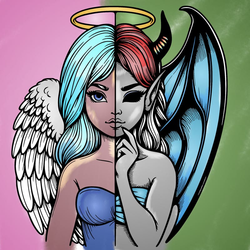 realistic angel half demon