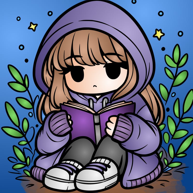 girl in oversized hoodie reading a book