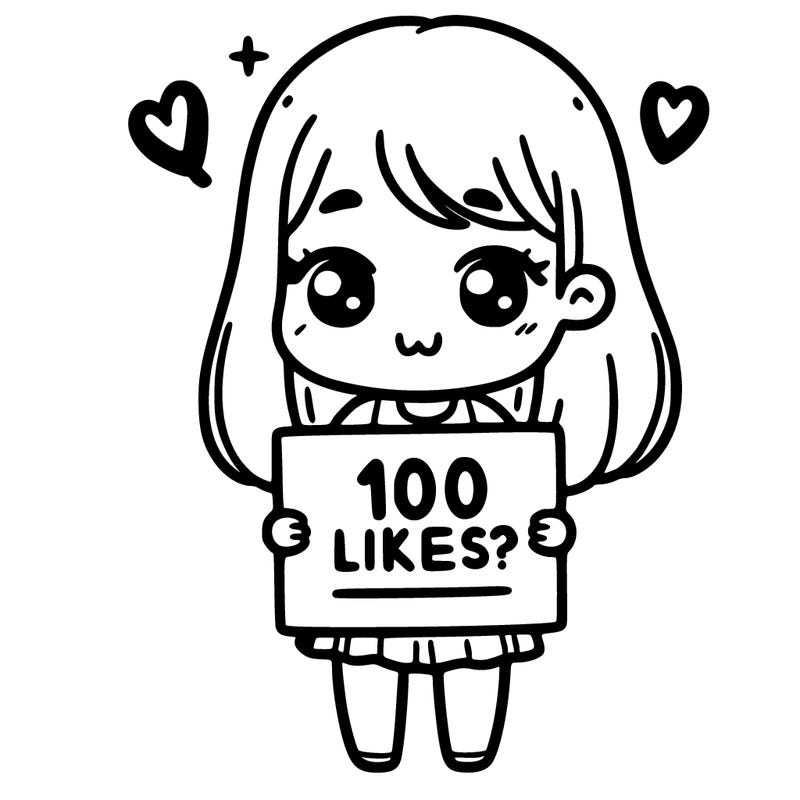 girl holding sign that says 100 likes?