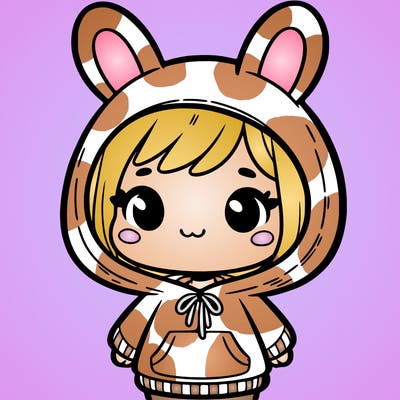 little girl in a bunny hoddie