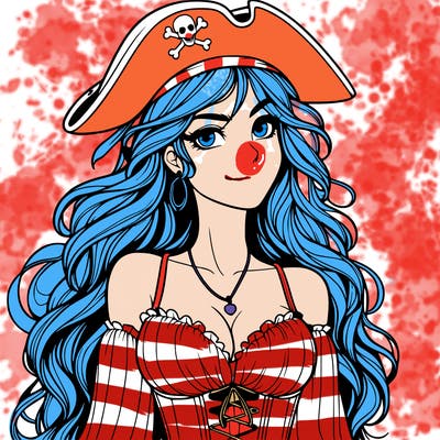 realistic female pirate with long hair