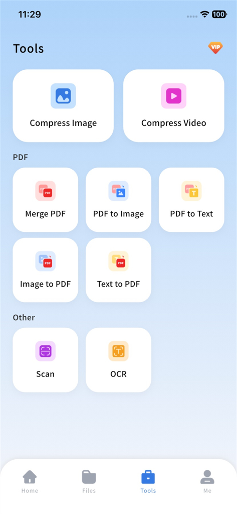 Zip & RAR File Extractor ZIPO - ZIPO app tools interface with PDF conversion and OCR options
