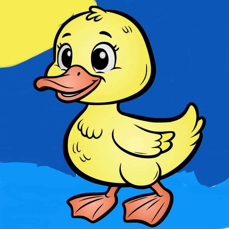 cute happy duck waddling