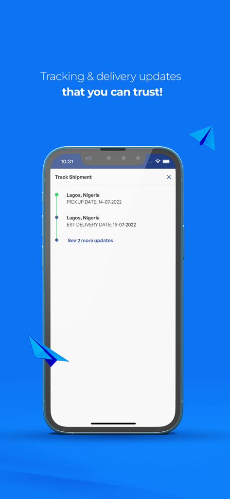 Topship - Interfaccia dell'app Topship che mostra il tracciamento in tempo reale del pacco e gli aggiornamenti sullo stato della consegna