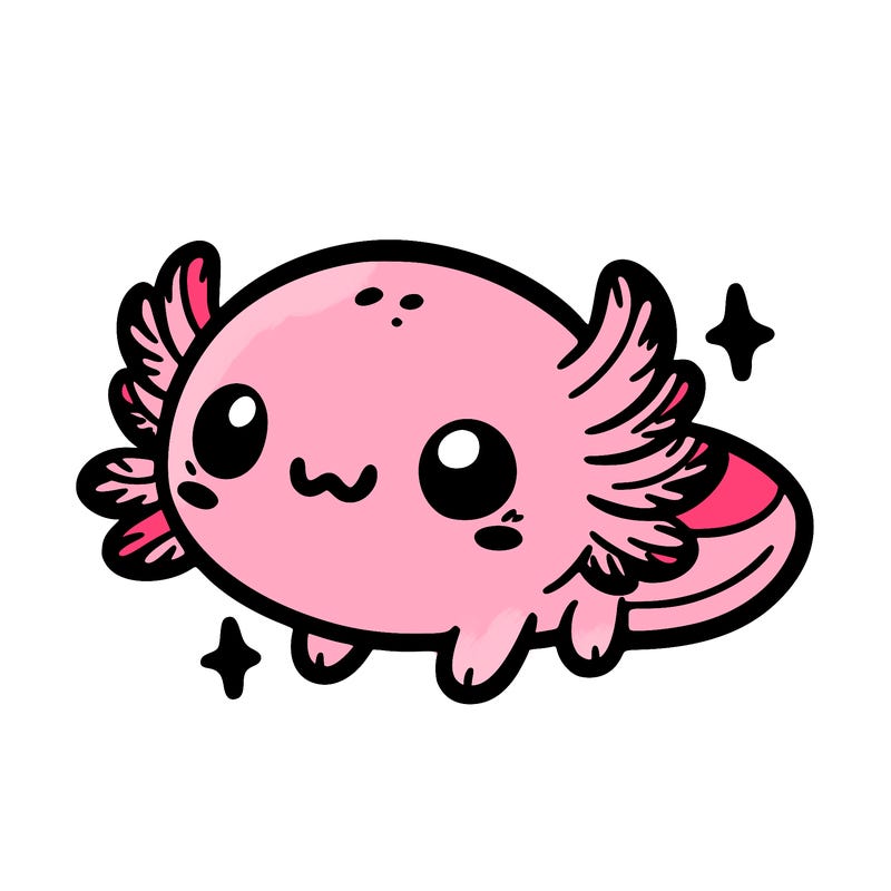 cute easy baby axolotl