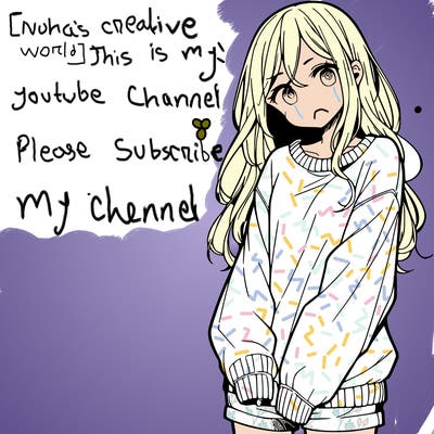 manga teen girl  in a sweater and baggy pants