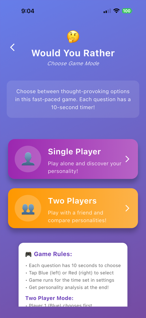1 2 3 4 5 Players Party Games - Modo de selección de modo de juego ¿Qué Preferirías? para un jugador y dos jugadores