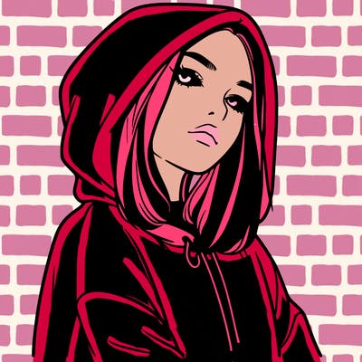 a realistic girl in a hoodie