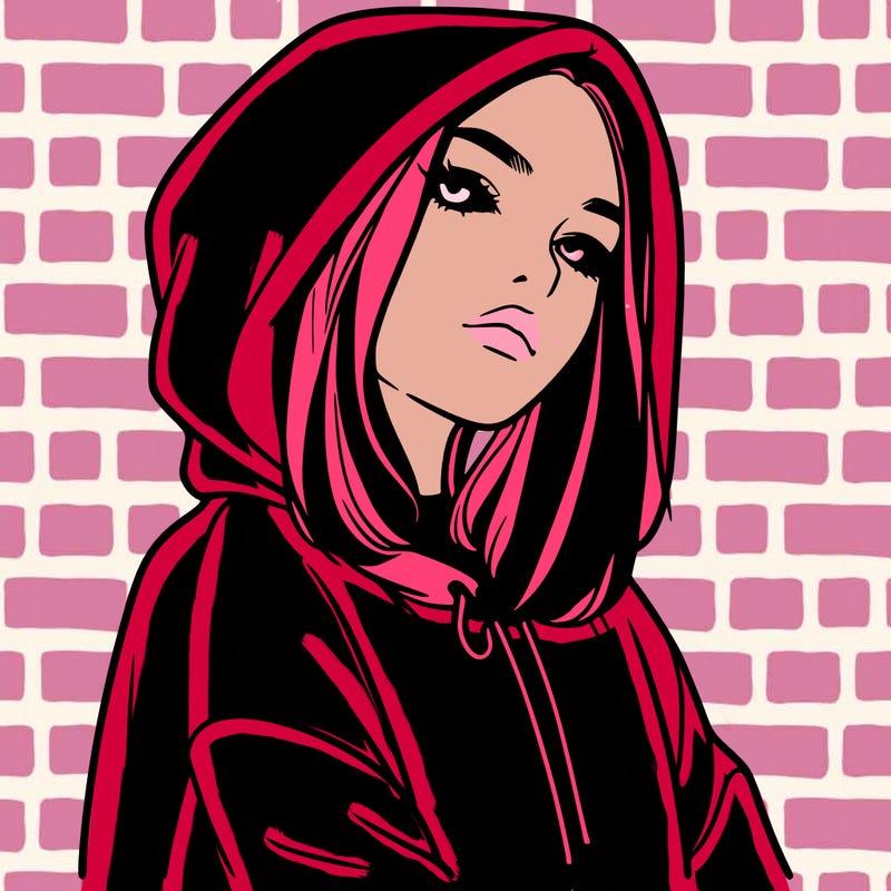 a realistic girl in a hoodie