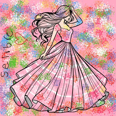 realistic woman with dress flowing in the wind