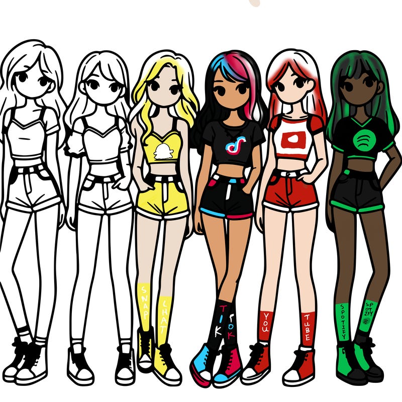 a group of girls wearing crop tops and shorts