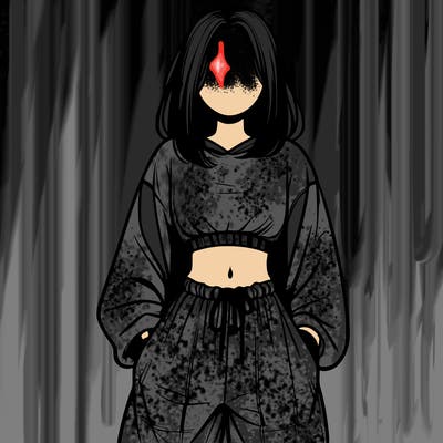 realistic girl faceless with baggy pants and a crop top