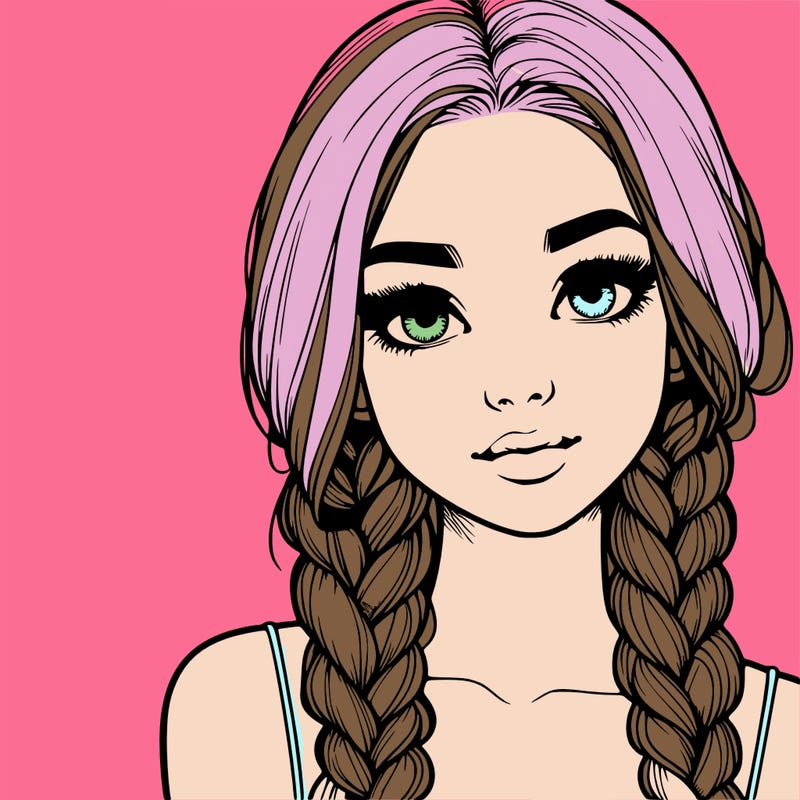 realistic girl with braids