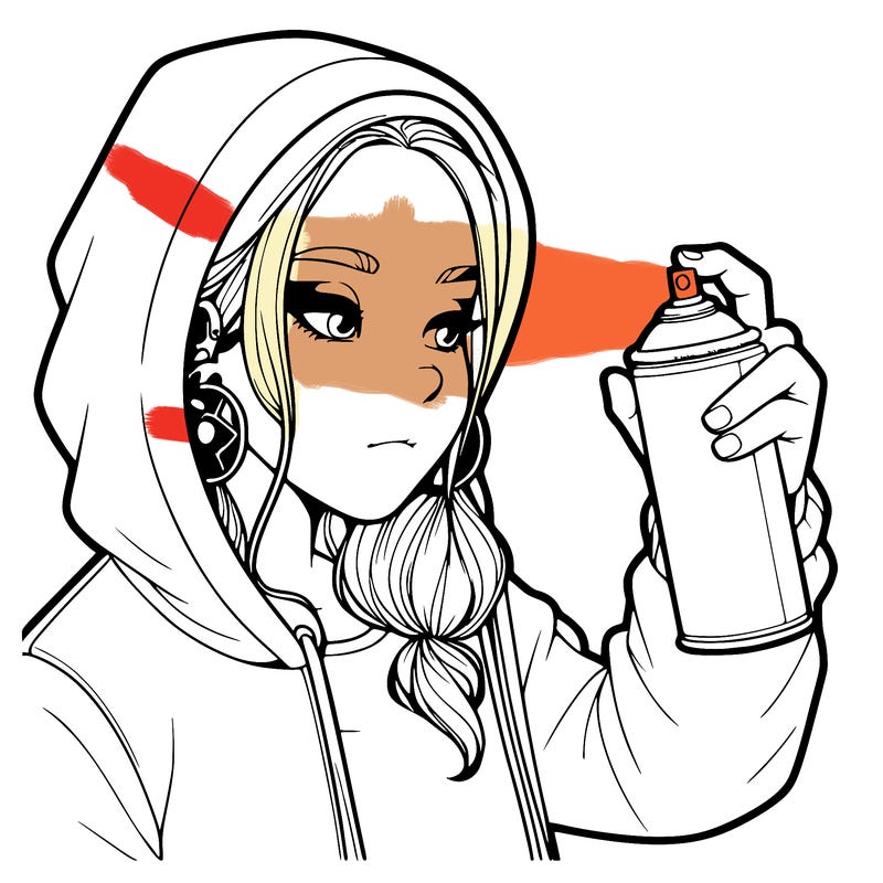 a realistic girl, spray painting