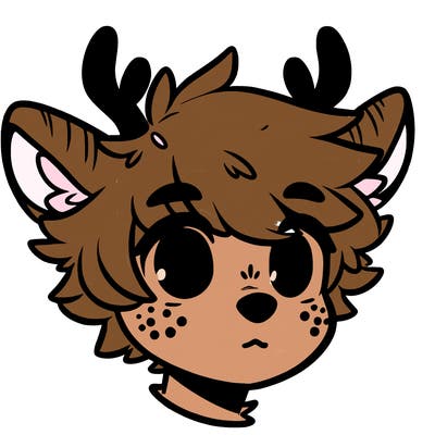 a humanoid deer with soft fluffy ears