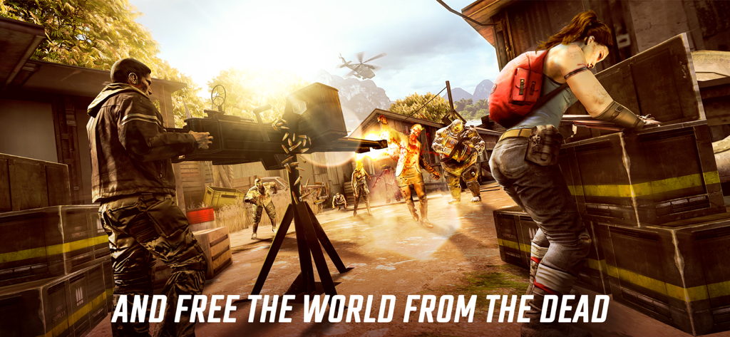 DEAD TRIGGER 2: Zombie Games - Supervivientes usando armamento pesado para luchar contra una horda de zombis en un entorno urbano