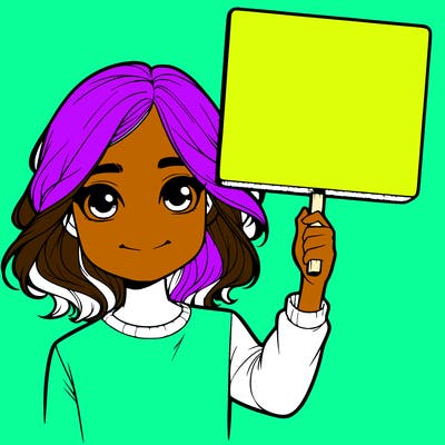 realistic girl holding up a sign