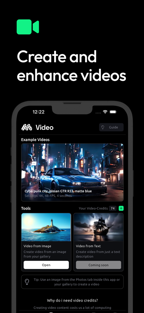 Mindscape AI - Art Generator - Mindscape AI video generator interface showing options to create video from images and text
