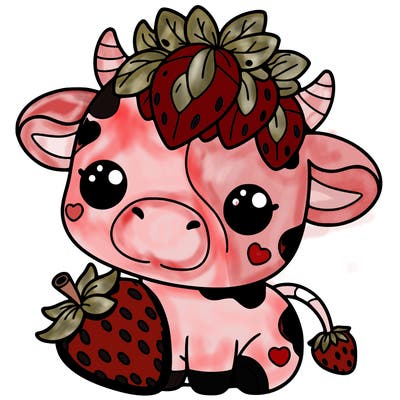 cute strawberry cow