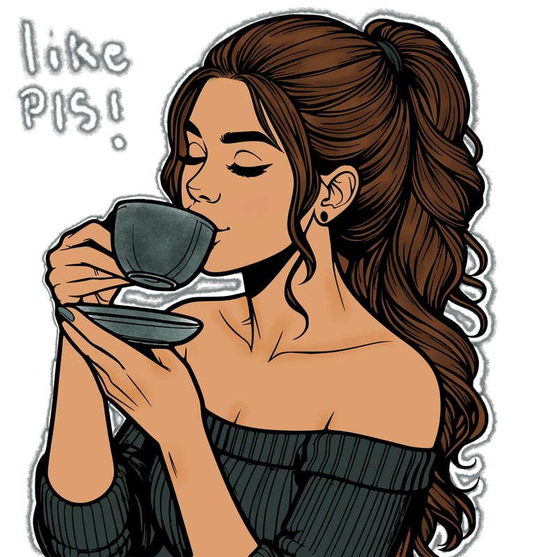 realistic woman drinking tea