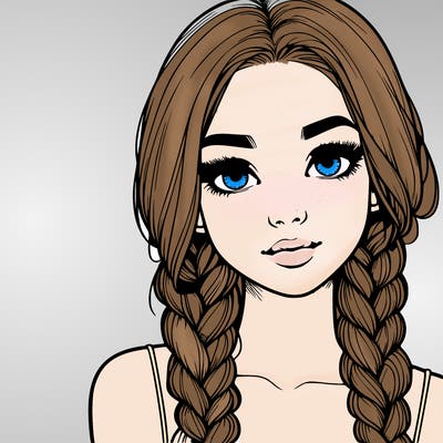 realistic girl with braids