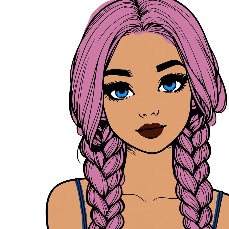 realistic girl with braids