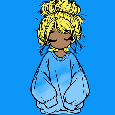 girl with baggy sweatshirt and messy bun