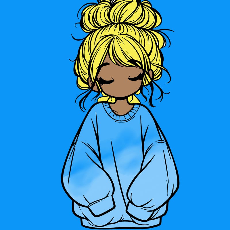 girl with baggy sweatshirt and messy bun