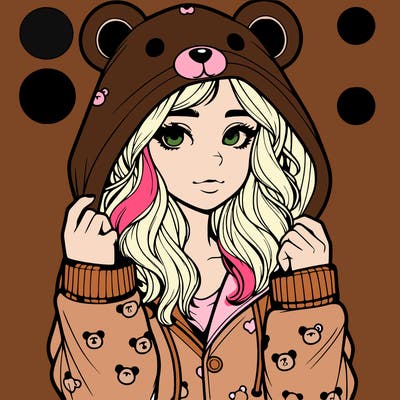realistic girl in a animal pjs hoodie