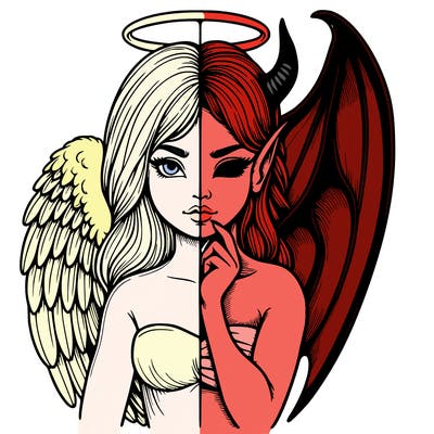 realistic angel half demon