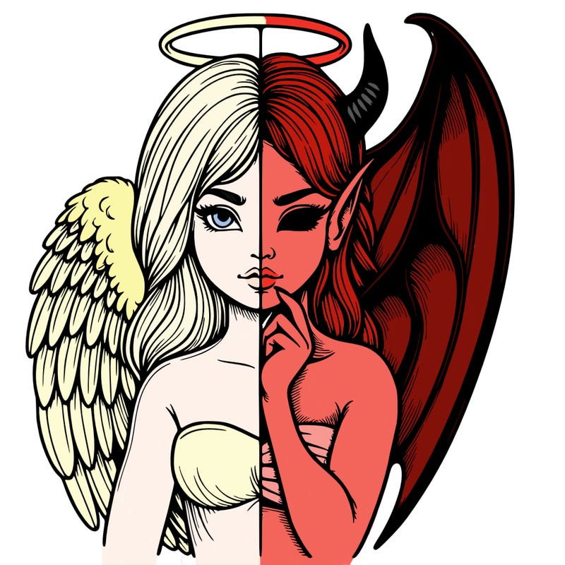 realistic angel half demon