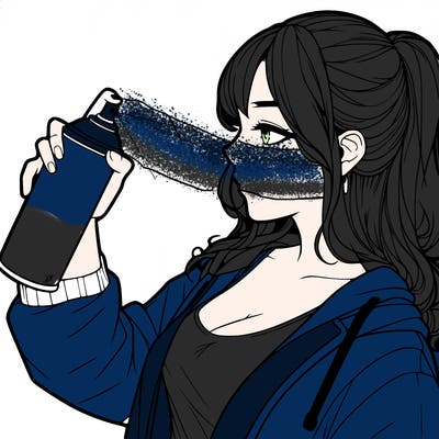 a realistic girl spray, painting