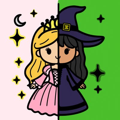 split princess and witch