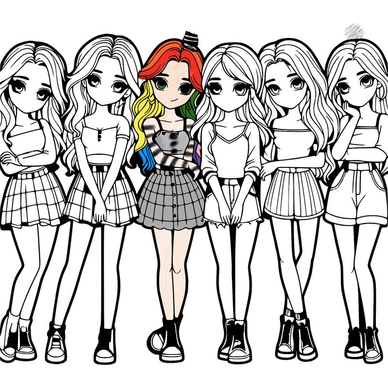 a group of girls realistic