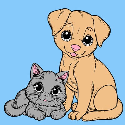 realistic cat and dog