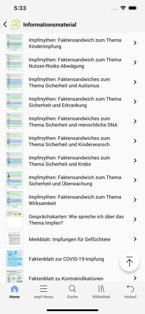 STIKO-App - List of vaccine information materials and fact sheets in the STIKO-App