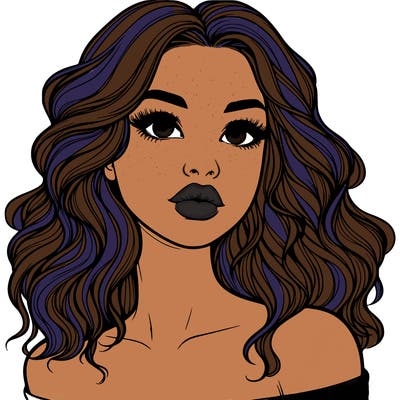 realistic girl with wavy hair and lips