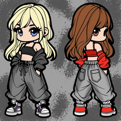 girl in crop top and baggy pants