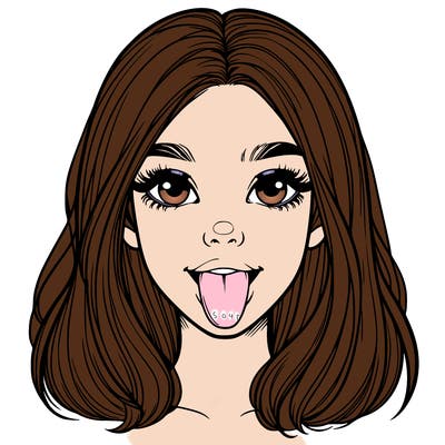 realistic girl with her tongue out