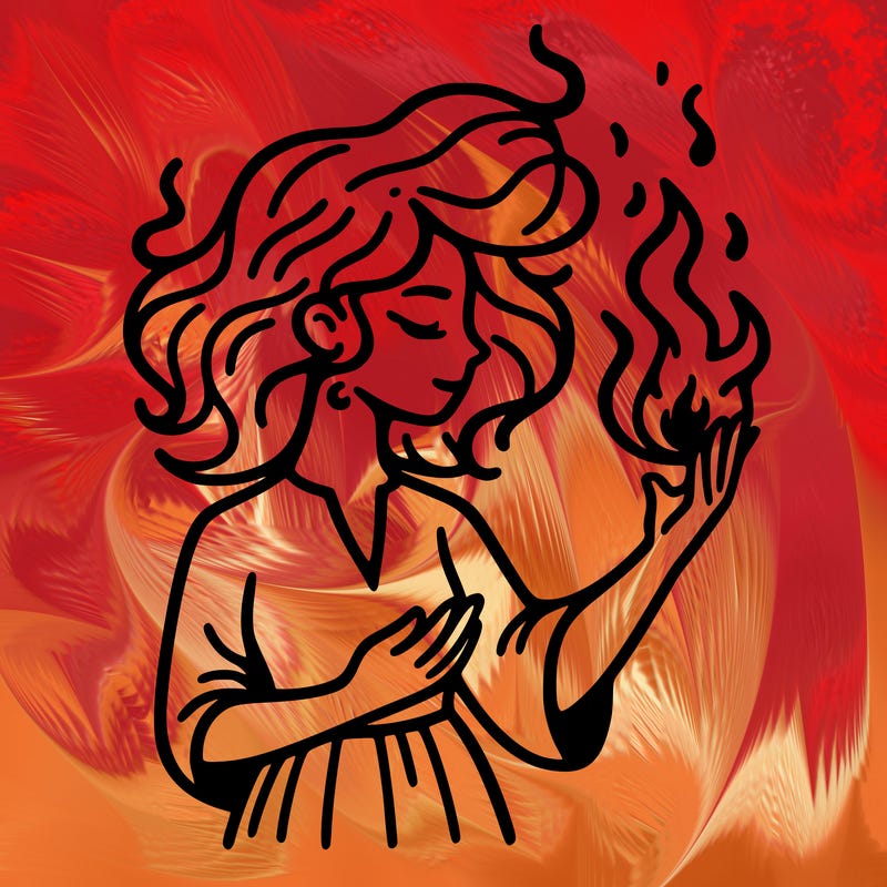 woman with fire