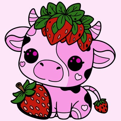 cute strawberry cow