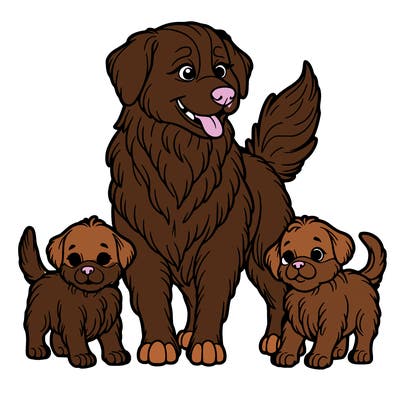 dog mom with pupies relistic