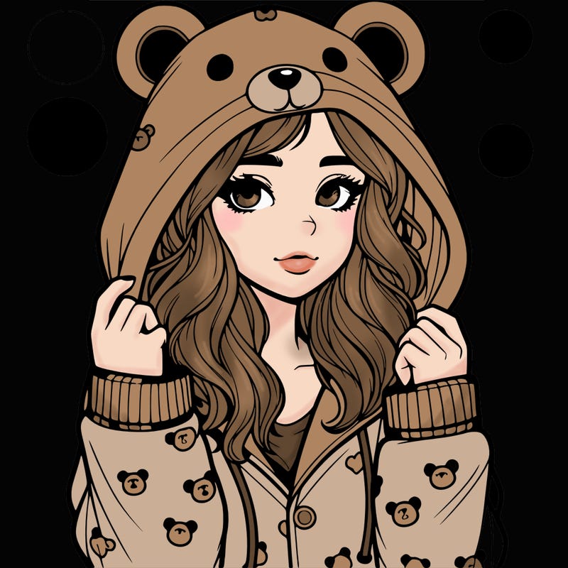 realistic girl in a animal pjs hoodie
